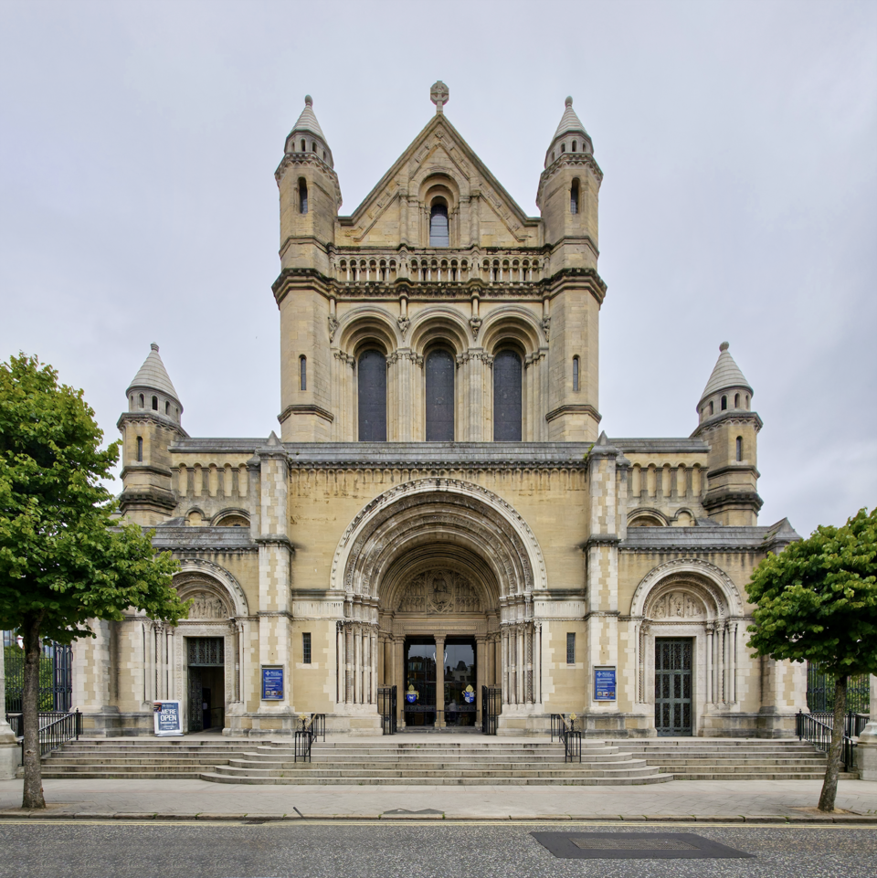 Exterior view of St Anne's Cathedral in Belfast