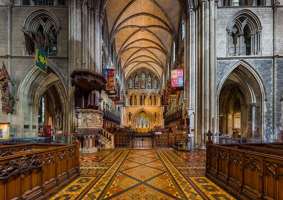 Interior nave of St Patrick's Cathedral in Dublin